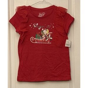 New JoJo Siwa Red Christmas Graphic Shirt Tulle Sleeve Slayin It‎ XL (14/16)